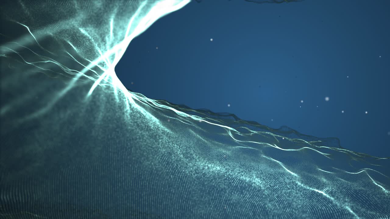 우주에서 파란 빛나는 새로운 기술 흐름의 4k 비디오. 컴퓨터 생성 추상적인 배경의 개념.