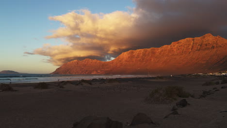 sunset at a volcanic beach