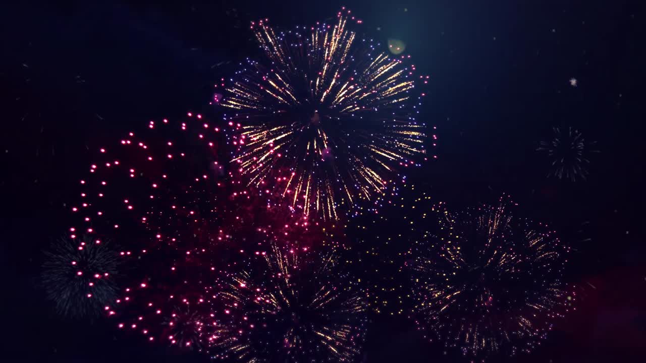 un evento emocionante explotando luces de fuegos artificiales muestra animación de bucle