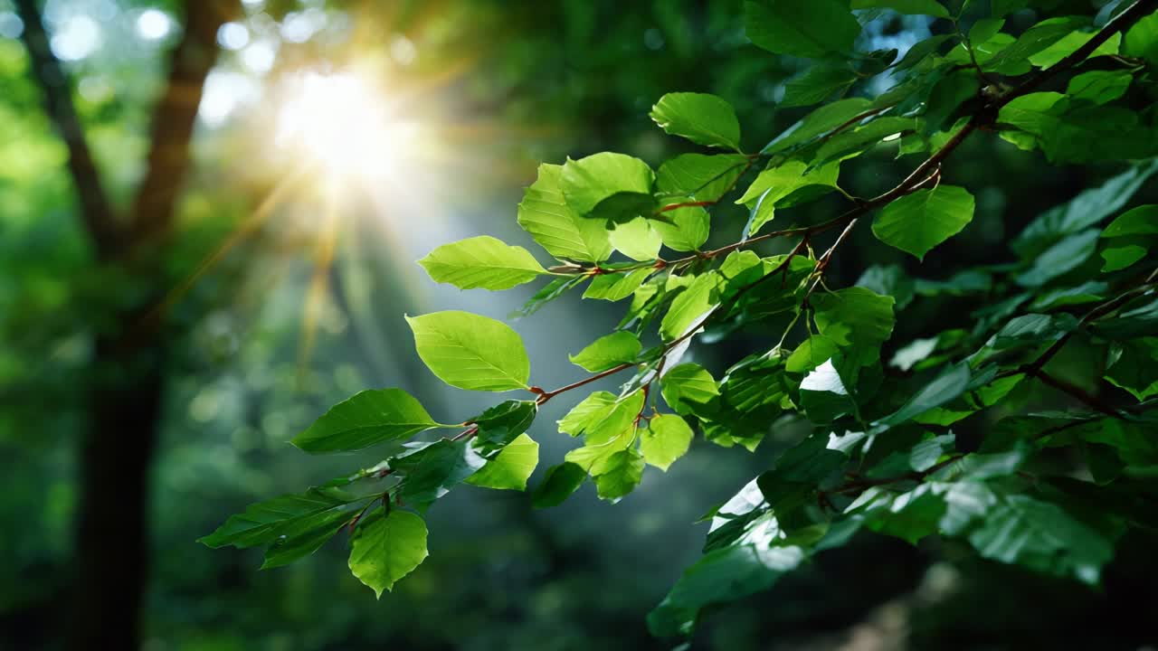 A Beautiful Glimpse of Sunlight Filtering Through Lush Green Leaves in a Vibrant Forest, Showcasing Nature's Splendor and the Tranquility of the Great Outdoors, Ideal for Nature Enthusiasts and Seekers of Serenity