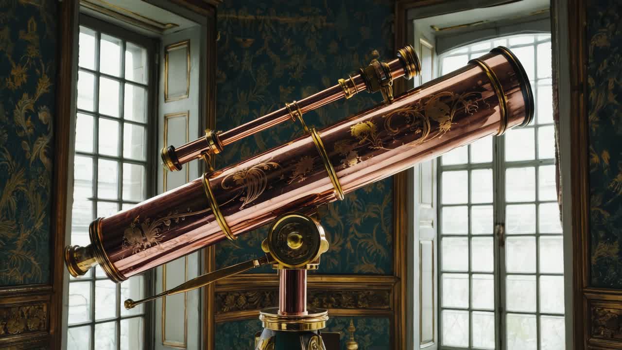 Antique telescope in a historic interior