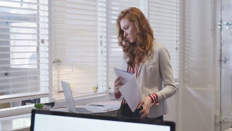 businesswoman working in modern office