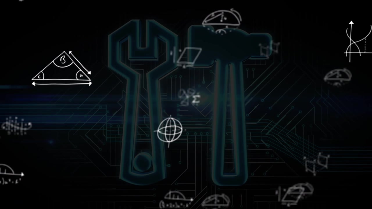 Digital Engineering Concept with Wrench and Hammer Icons
