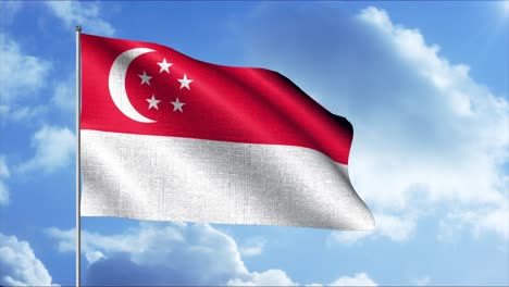 singapore flag waving in the wind