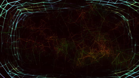 digital animation of network of connections moving against dark background