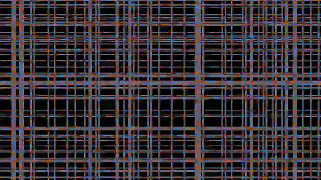 Abstract Digital Grid Pattern with Shifting Colorful Lines