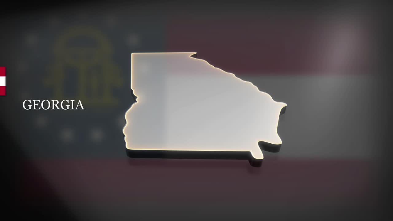 3D animated Map of Georgia (US) | Premium Stock Video Footage