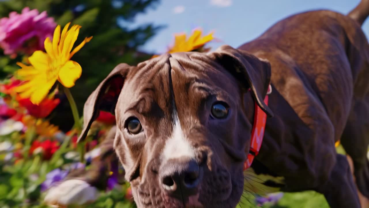 정원에서 강아지