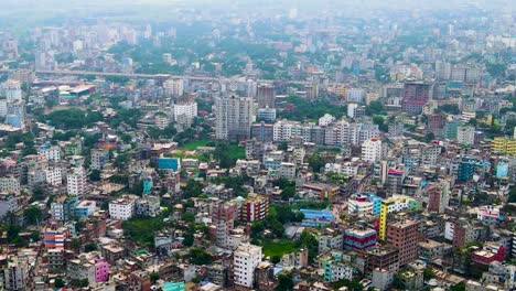 Vista-Aérea-De-La-Ciudad-Capital-De-Dhaka-En-Bangladesh,-Sur-De-Asia