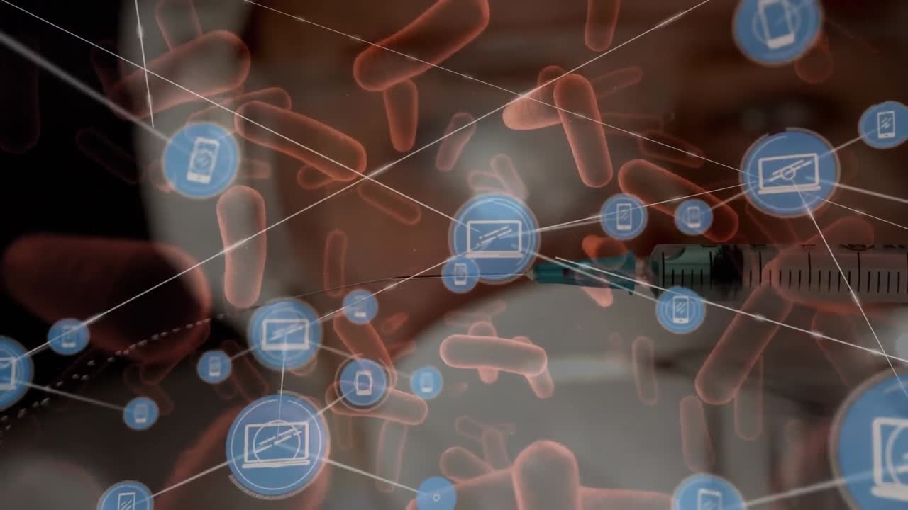 코로나 19 세포와 백신과의 연결 네트워크의 애니메이션