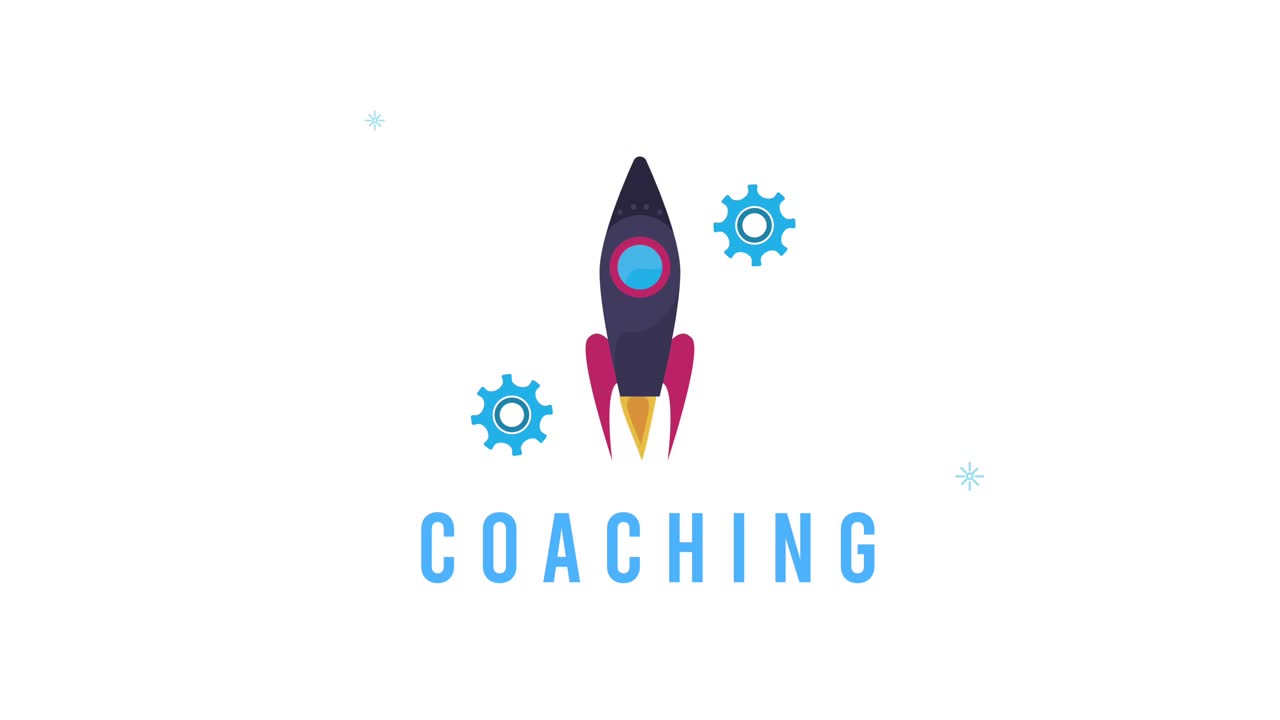 coaching lettering with rocket animation