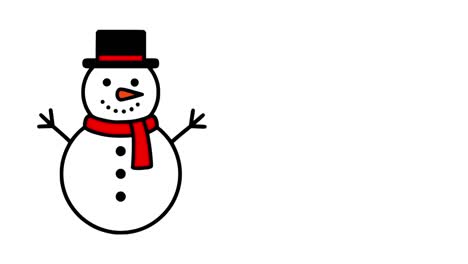 animation of a drawing of a snowman on a white background