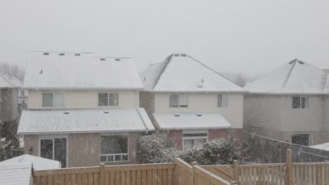 nieve espesa y esponjosa cae en un barrio residencial
