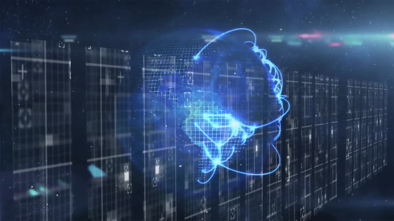 el globo girando contra un fondo azul