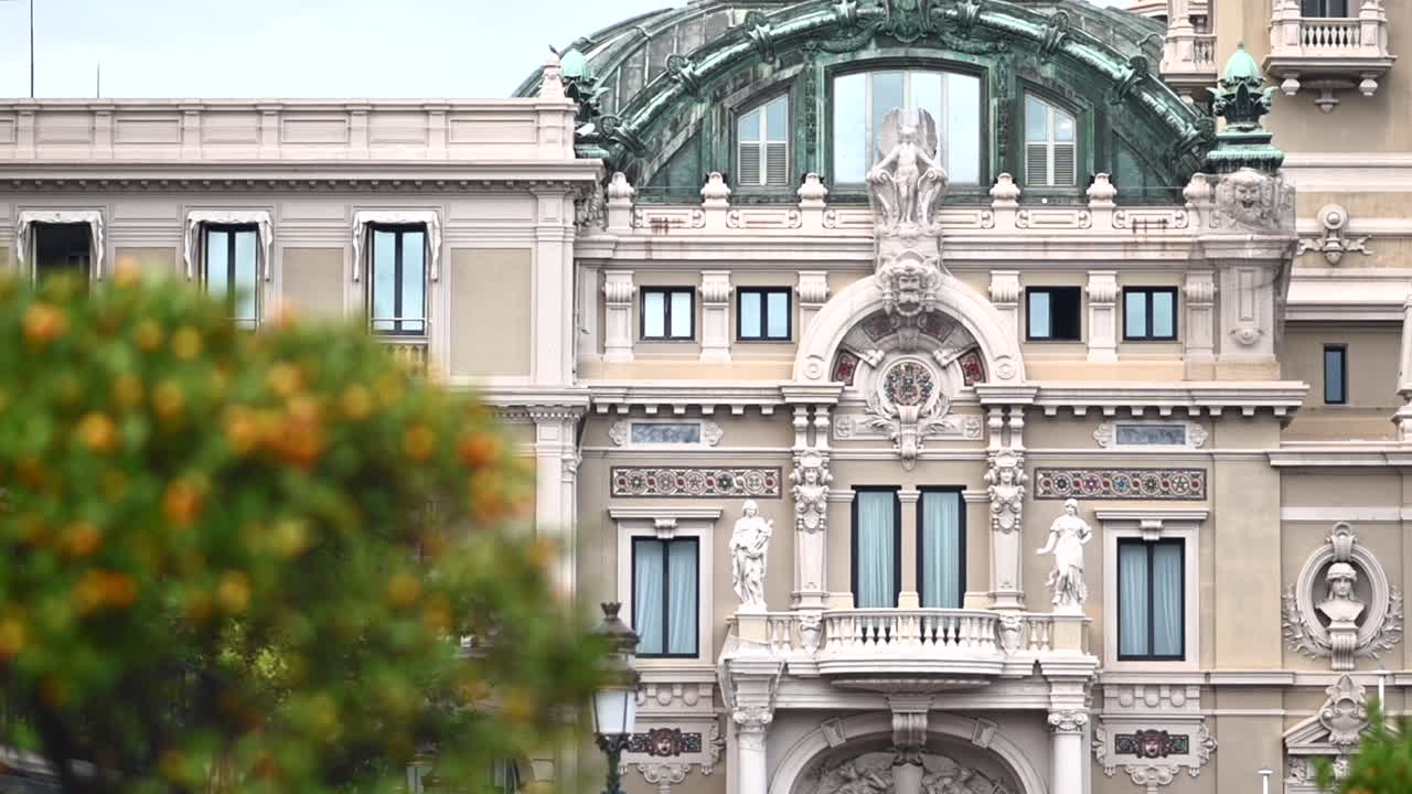 Casino of Monte Carlo building in Monaco, close up view