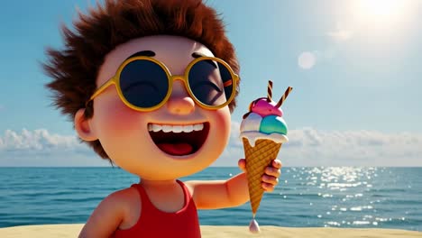 savoring delicious ice cream while basking in the sun at the beach with friends makes for an unforgettable animated summer escapade!