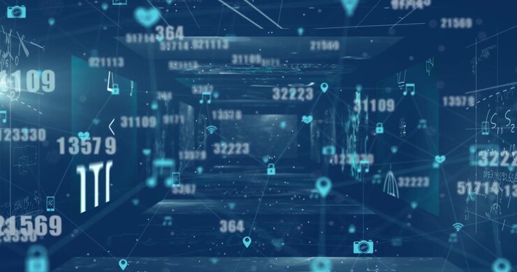 Animation of globe of network of connections with icons and numbers