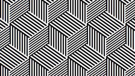 cubos isométricos 3d patrón de rayas blancas y negras ilusión óptica - 4k sin costuras vj bucle de movimiento animación de fondo