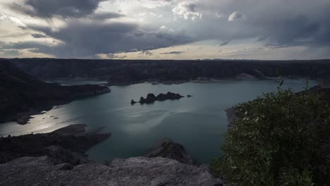 Time-lapse-over-Valle-Grande-reservoir-in-Mendoza-Province,-Argentina