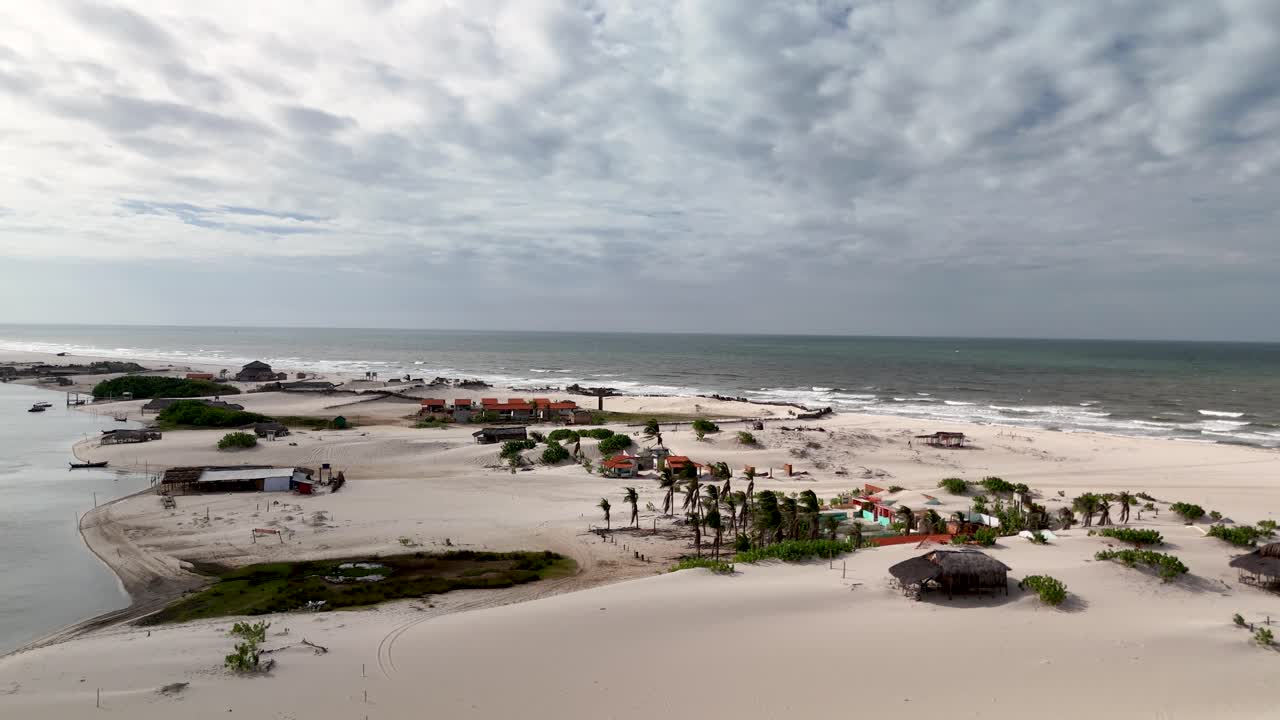 Drone view of dunes and lagoons in Lençóis Maranhenses National Park - Rota Lagoa Azul, Maranhão, Brazil