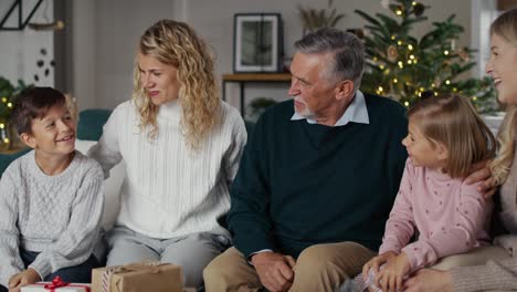 caucasian big family spending christmas together at home.