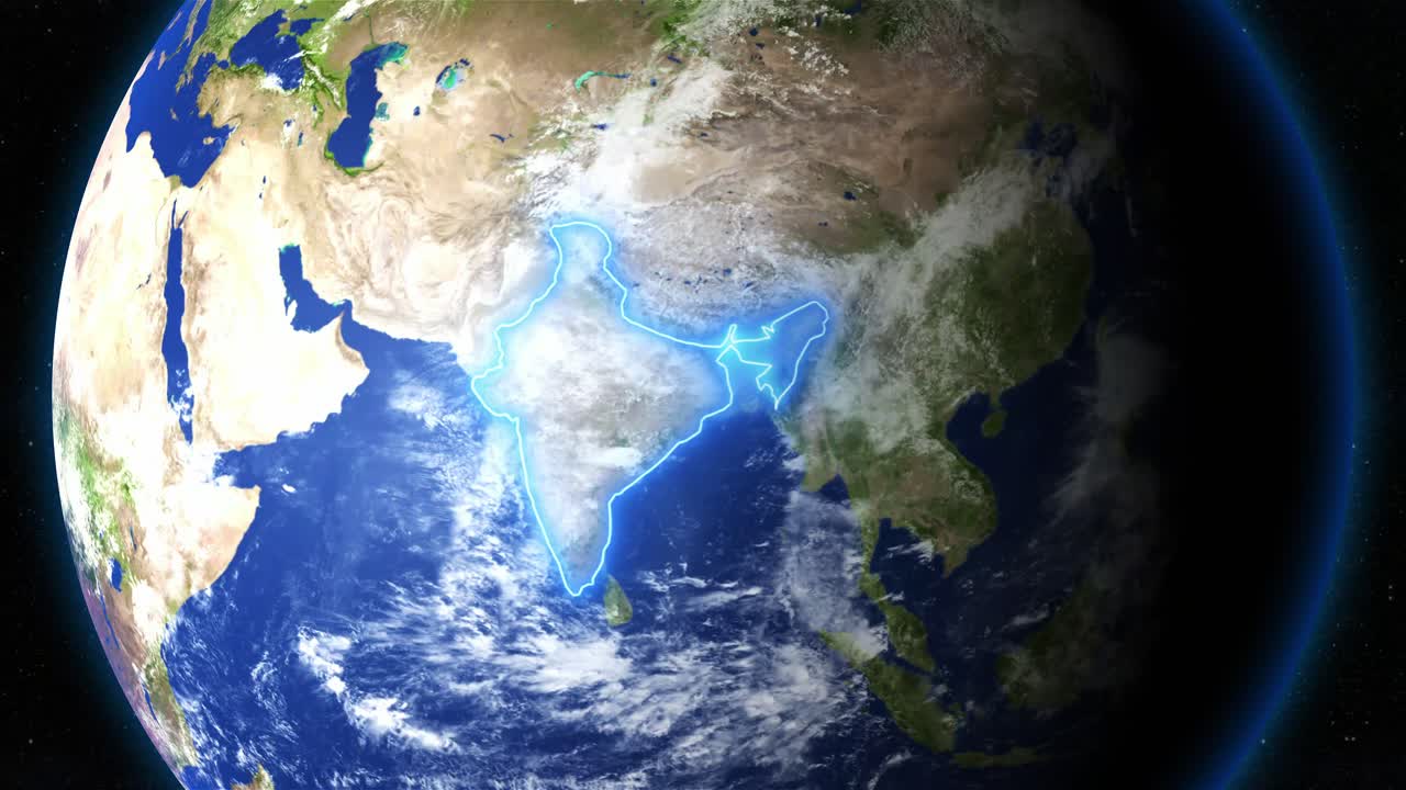 Satellite View Of India In Earth Seen From The Outer Space. - graphics