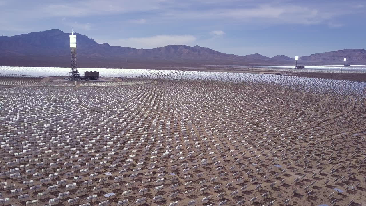 Drone medium shot of solar field