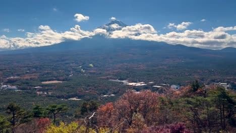 fast pan across beautiful panorama landscape of mt. fuji during fall colors