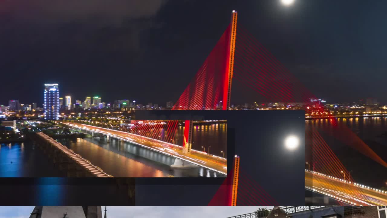 Sunset over Mountains and Ocean with Dramatic Clouds