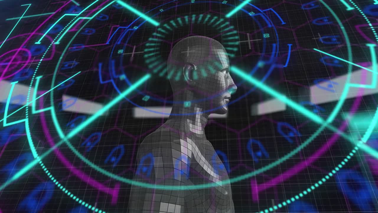 animación de escaneo de alcance y procesamiento de datos sobre el cuerpo humano