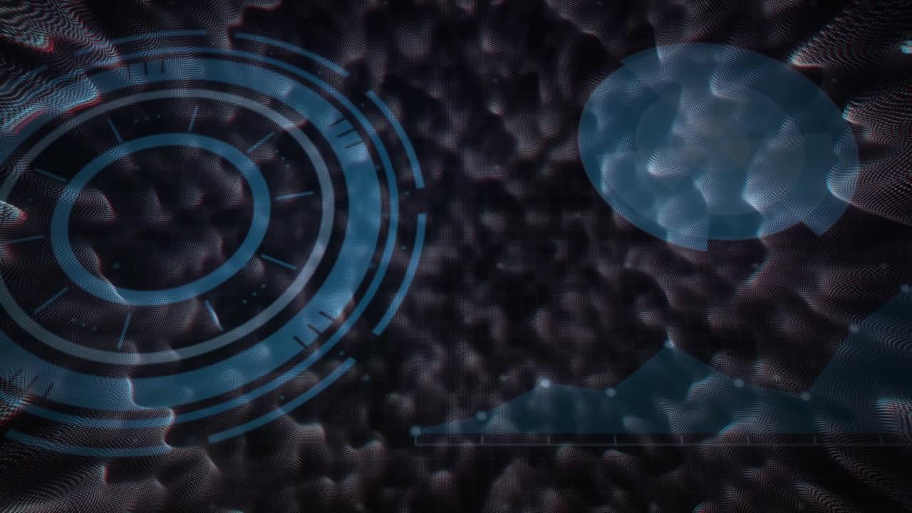 Animation of futuristic digital interface with geometric patterns on abstract background