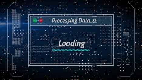 animation of digital data processing over screen on dark background