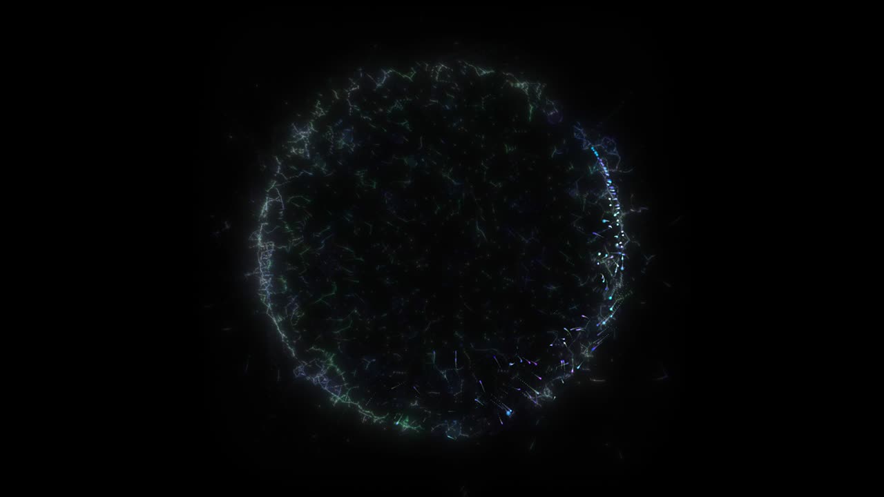 boucle sans couture. animation d'un portail rond à couleur changeante composé de particules et d'explosions d'énergie, isolé sur fond noir avec alpha luma matte vfx cg 4k. porte spatiale. galaxie.