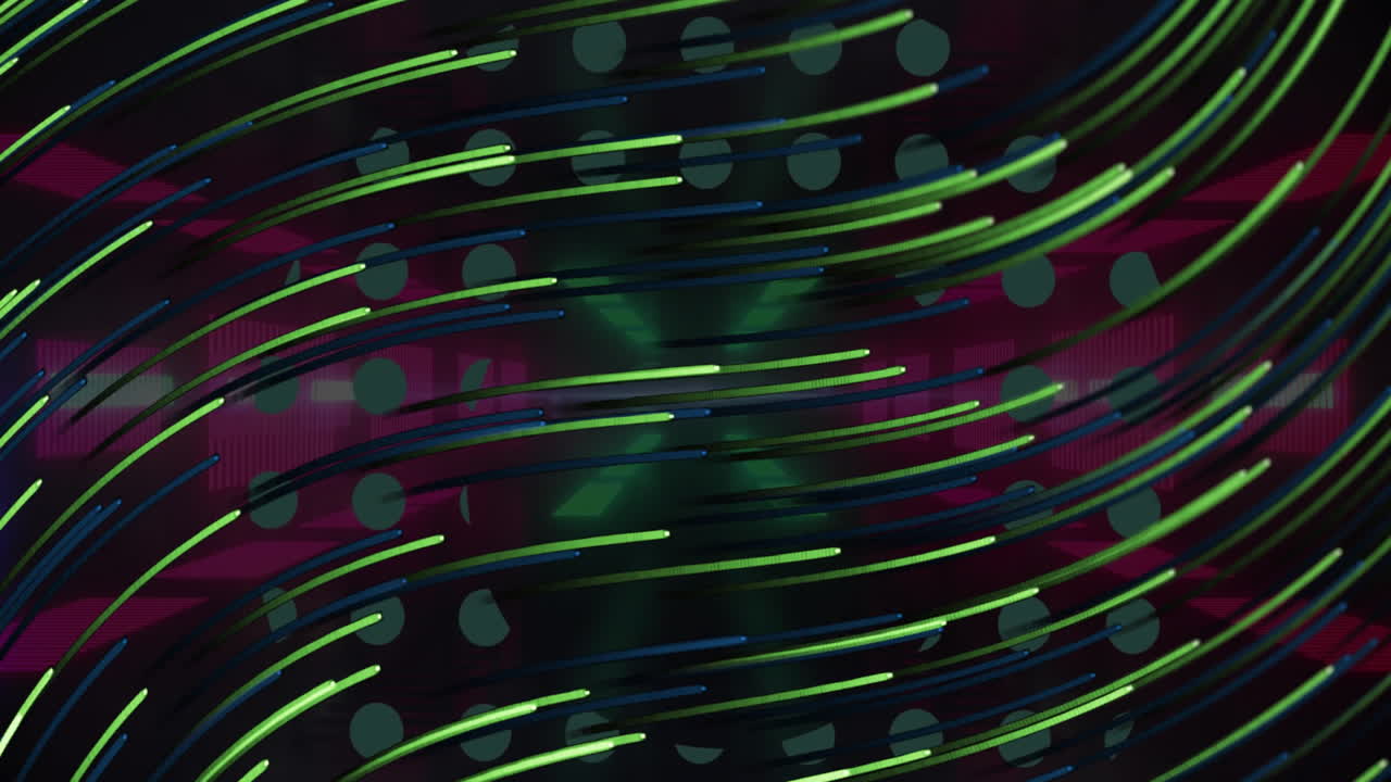 Animation of glowing light trails moving over black background