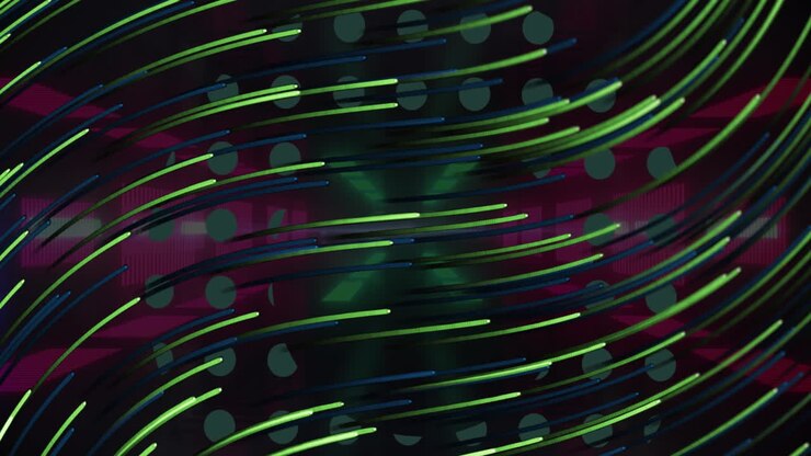 Animation of glowing light trails moving over black background