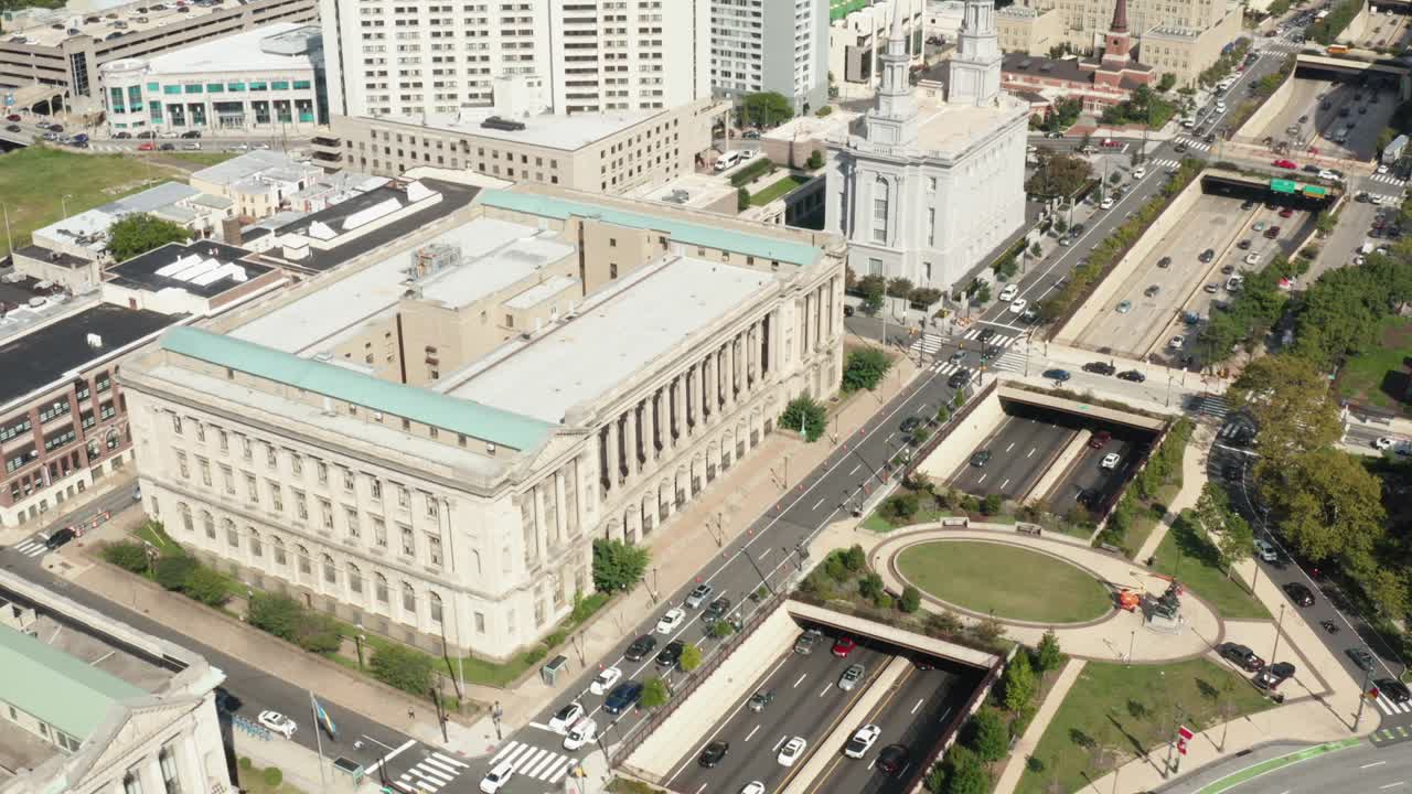 Parkway Central Library, aerial of Philadelphia