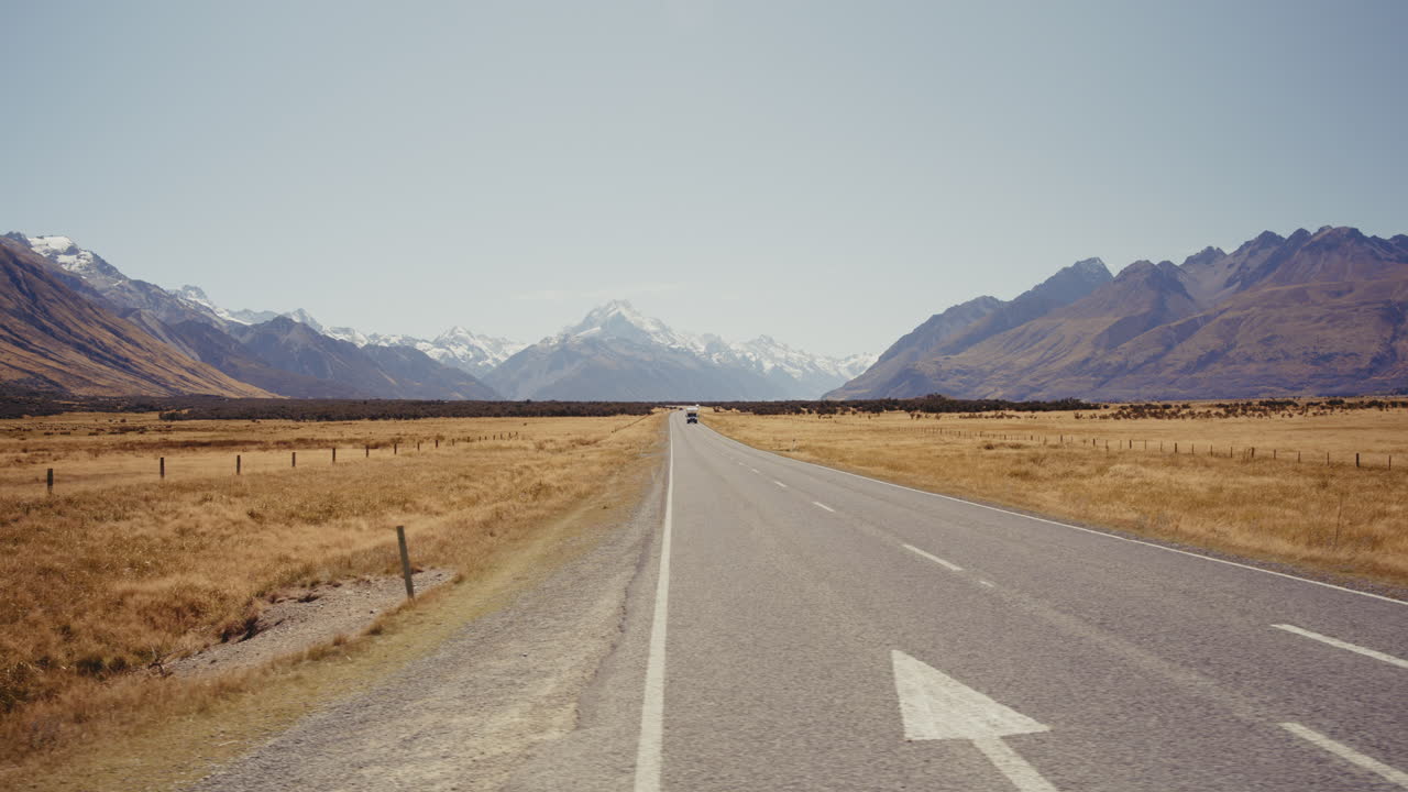 Empty Road through New Zealand's Mountains