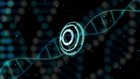 Animation-Des-Scope-Scannens-über-DNA-Stränge-Auf-Schwarzem-Hintergrund