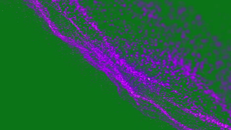 animation of abstract hexagonal shapes and purple digital wave against green background