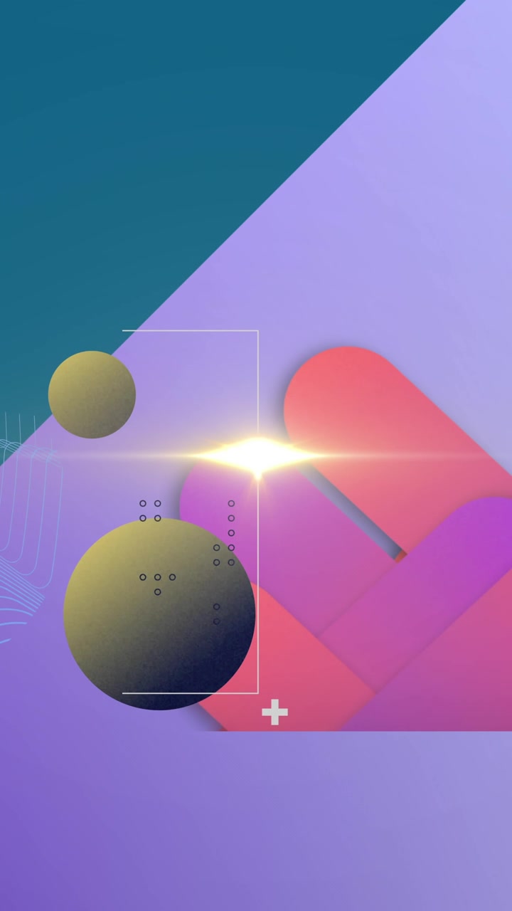 Animation of glowing lens flare with globes and wave pattern in viewfinder with ice-cream sticks
