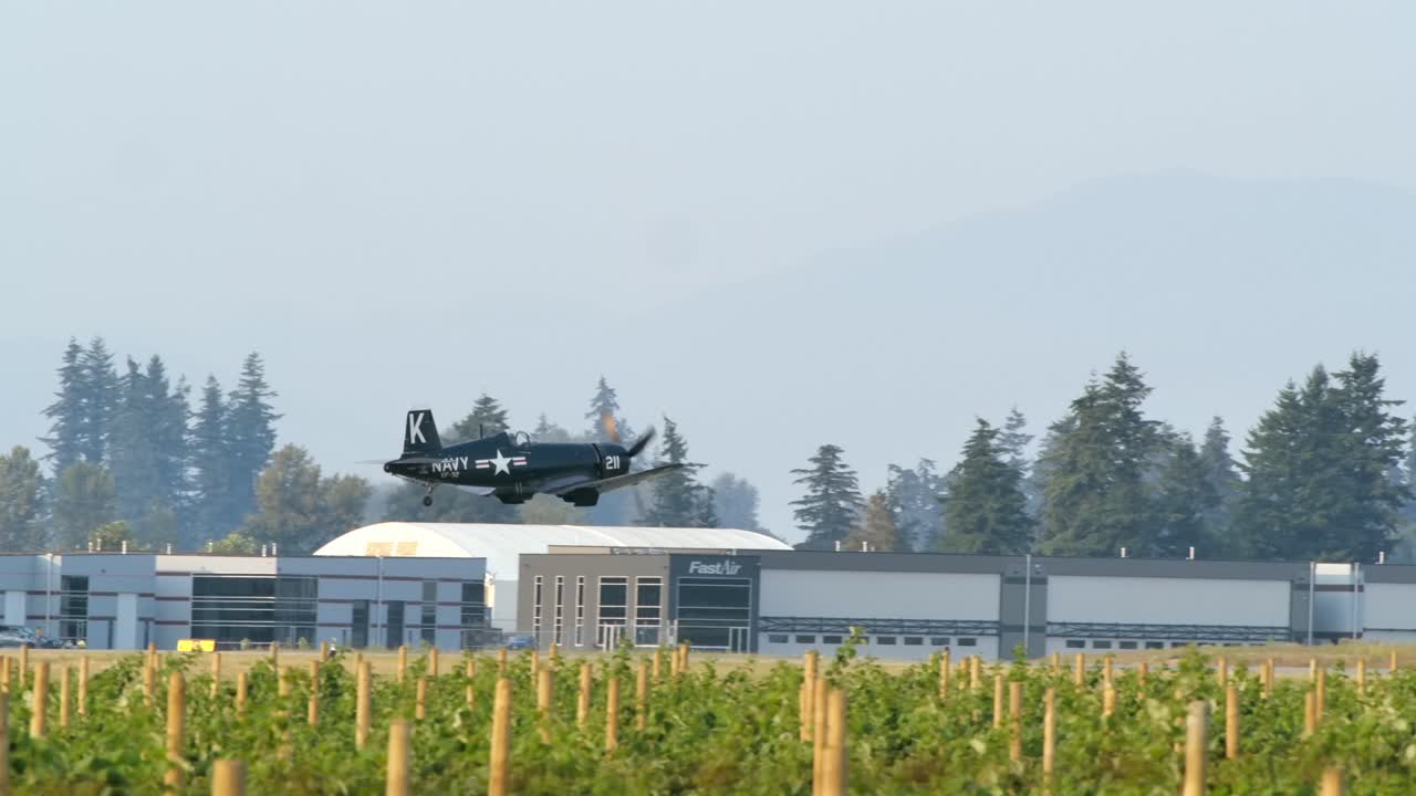 Vought F4U Corsair US Navy Plane Taking Off or Landing