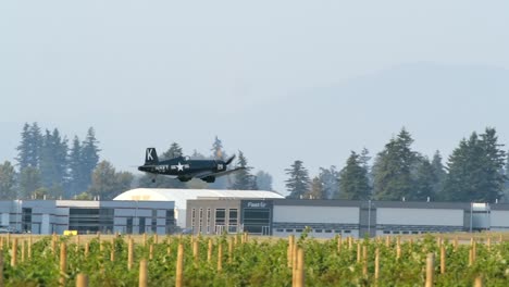 vought f4u corsair us navy plane taking off or landing
