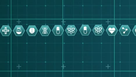 medical science symbols on a grid