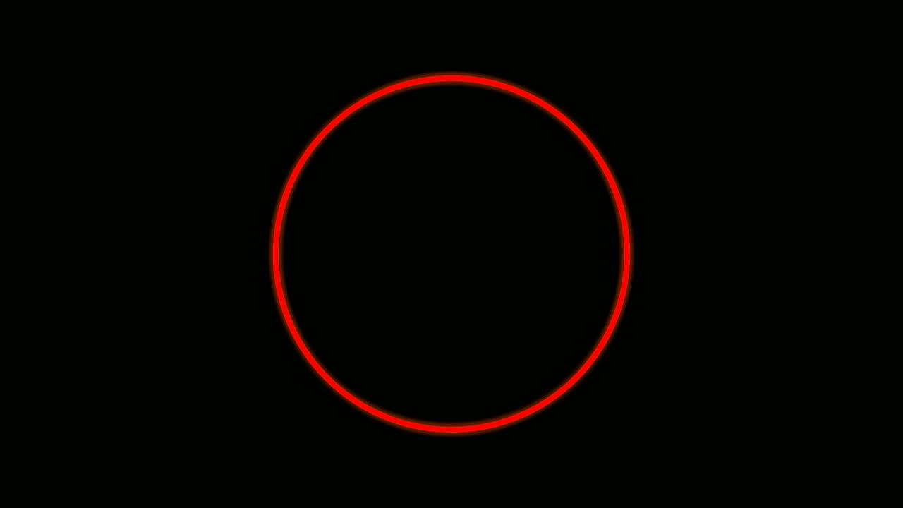 animación de borde de círculo de luz de color amarillo neón rojo sobre fondo negro