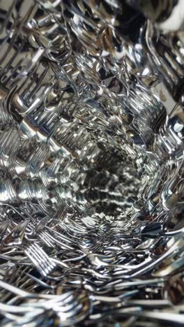 a tunnel of shiny cutlery