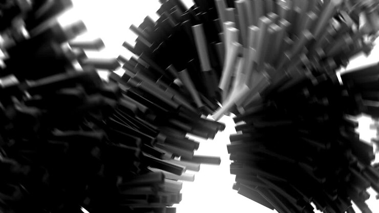 Animazione 3D che raffigura blocchi di dati che fluiscono su una rete.