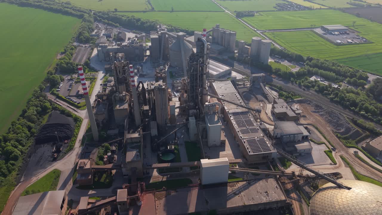 Aerial view of Irish cement quarry near Drogheda, serene industry vibe
