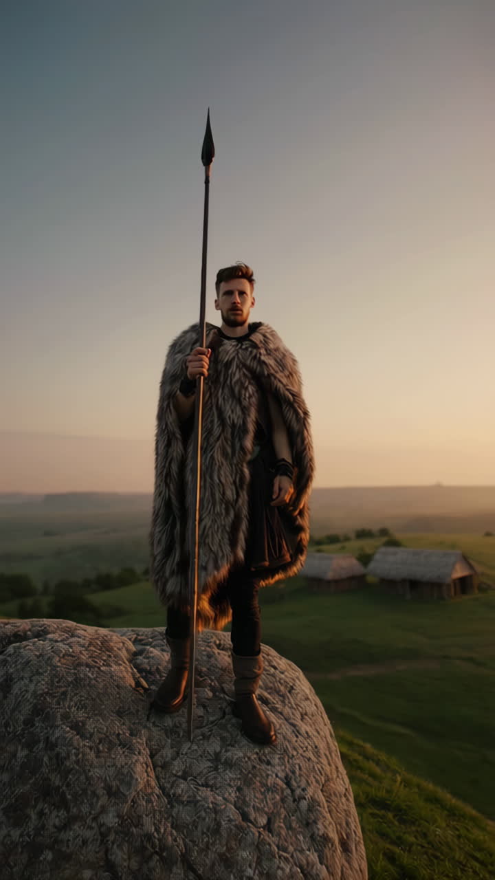 Viking warrior at sunset