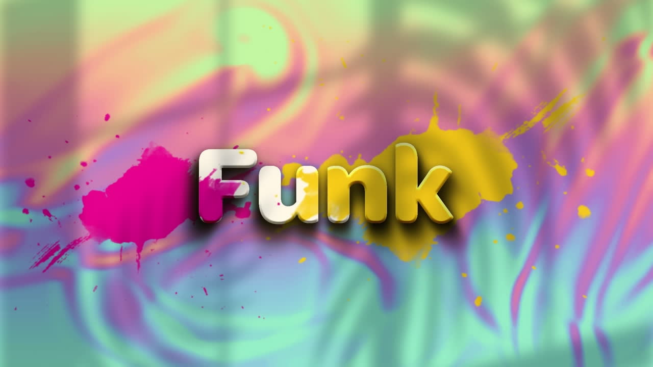 animación del texto funk sobre un fondo colorido