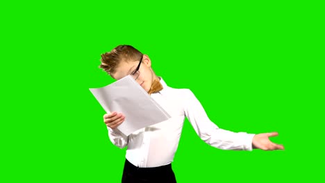 little businessman talks on phone and throws away the documents